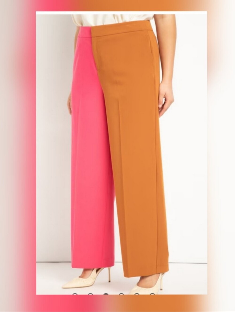 Eloquii High-Rise Colorblock Pink/Tan Trousers 26W NWT